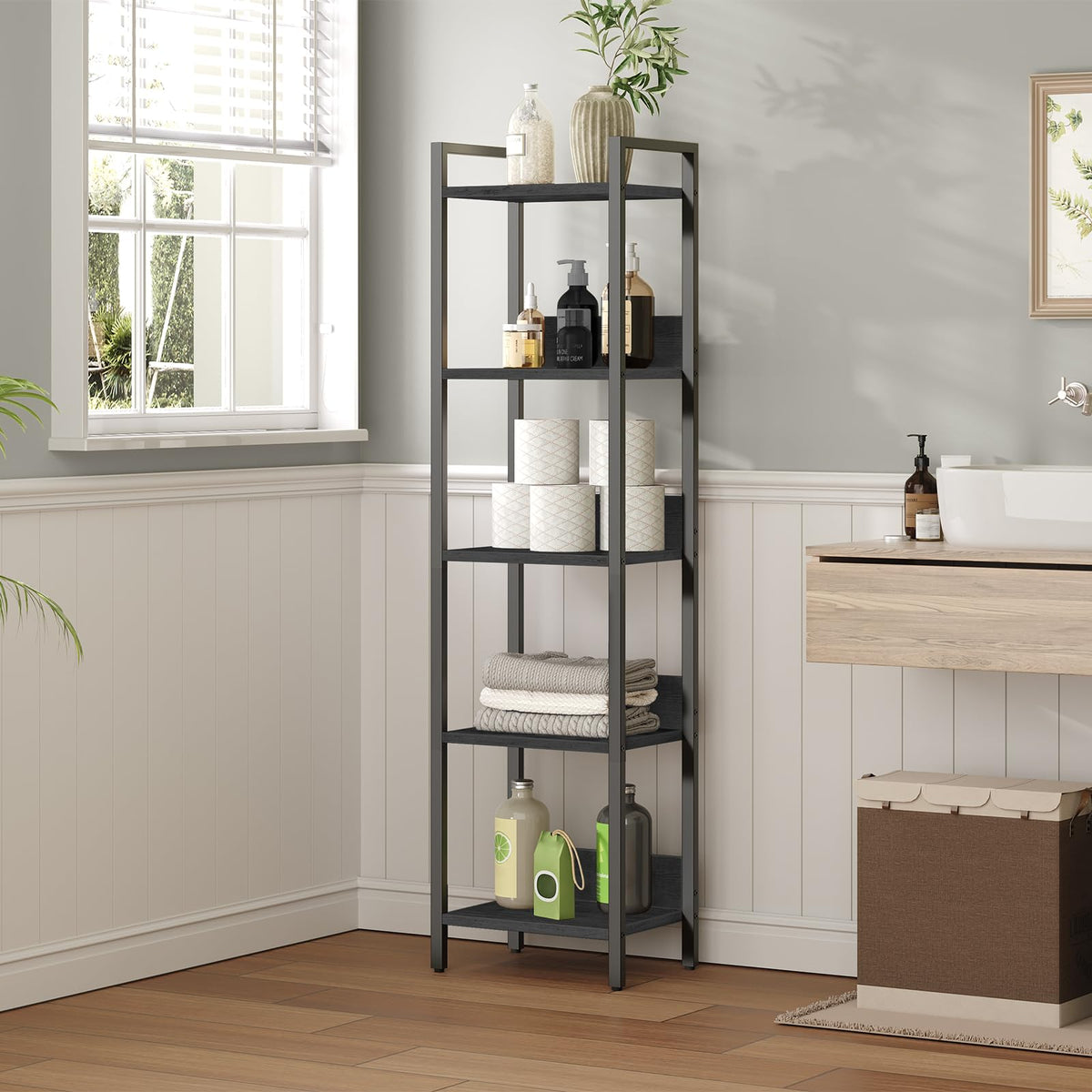 MAHANCRIS 5-tier bookshelf kitchen use for utensils and gadgets.