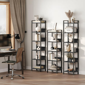 MAHANCRIS 5-tier bookshelf living room setup for books and decor.