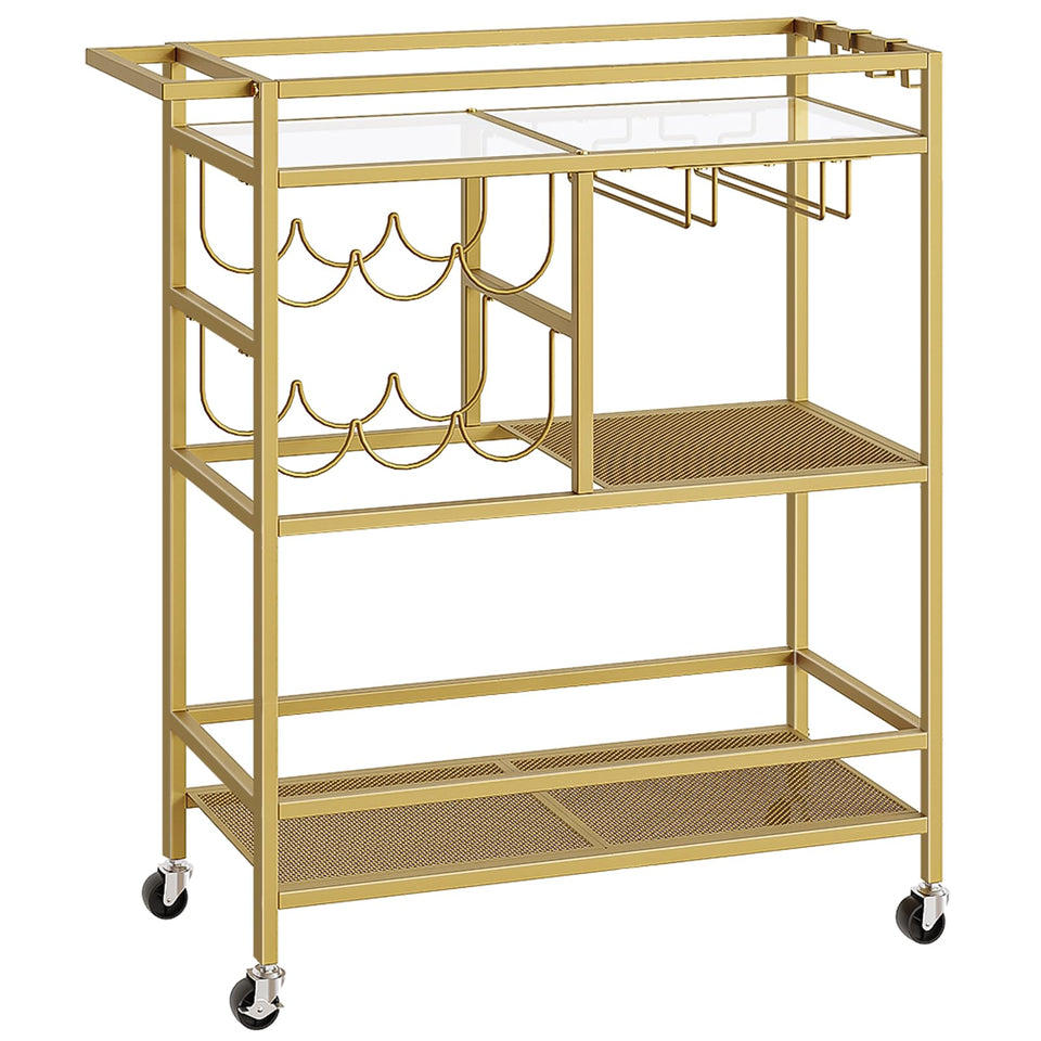 MAHANCRIS bar cart with 3-tier wine rack for organized entertaining.