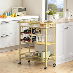 MAHANCRIS Bar Cart 3-tier wood and metal frame adds rustic elegance