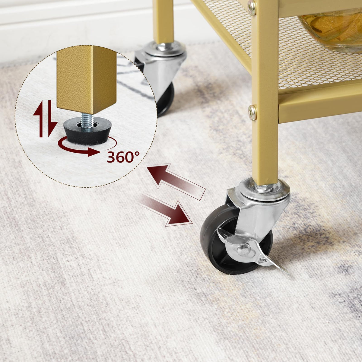 MAHANCRIS Bar Cart casters with brakes enable secure placement