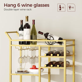 MAHANCRIS bar cart with locking swivel casters for stability
