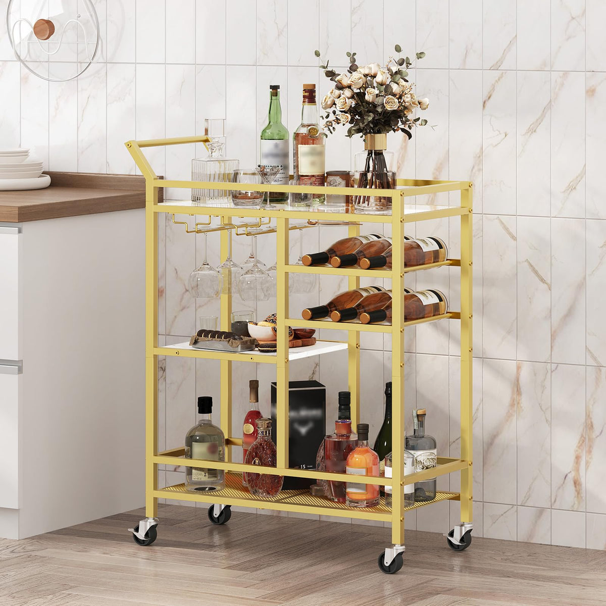 MAHANCRIS bar cart glass holder keeps goblets secure