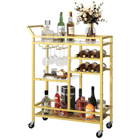 MAHANCRIS bar cart with glass top for entertaining and storage