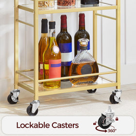 MAHANCRIS bar cart four wheels with two locks offer mobility.