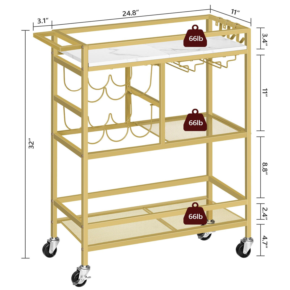 MAHANCRIS Bar Cart wine rack displaying bottle storage
