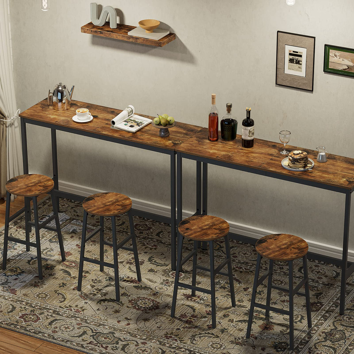 MAHANCRIS counter-height stools fit standard counters in compact form