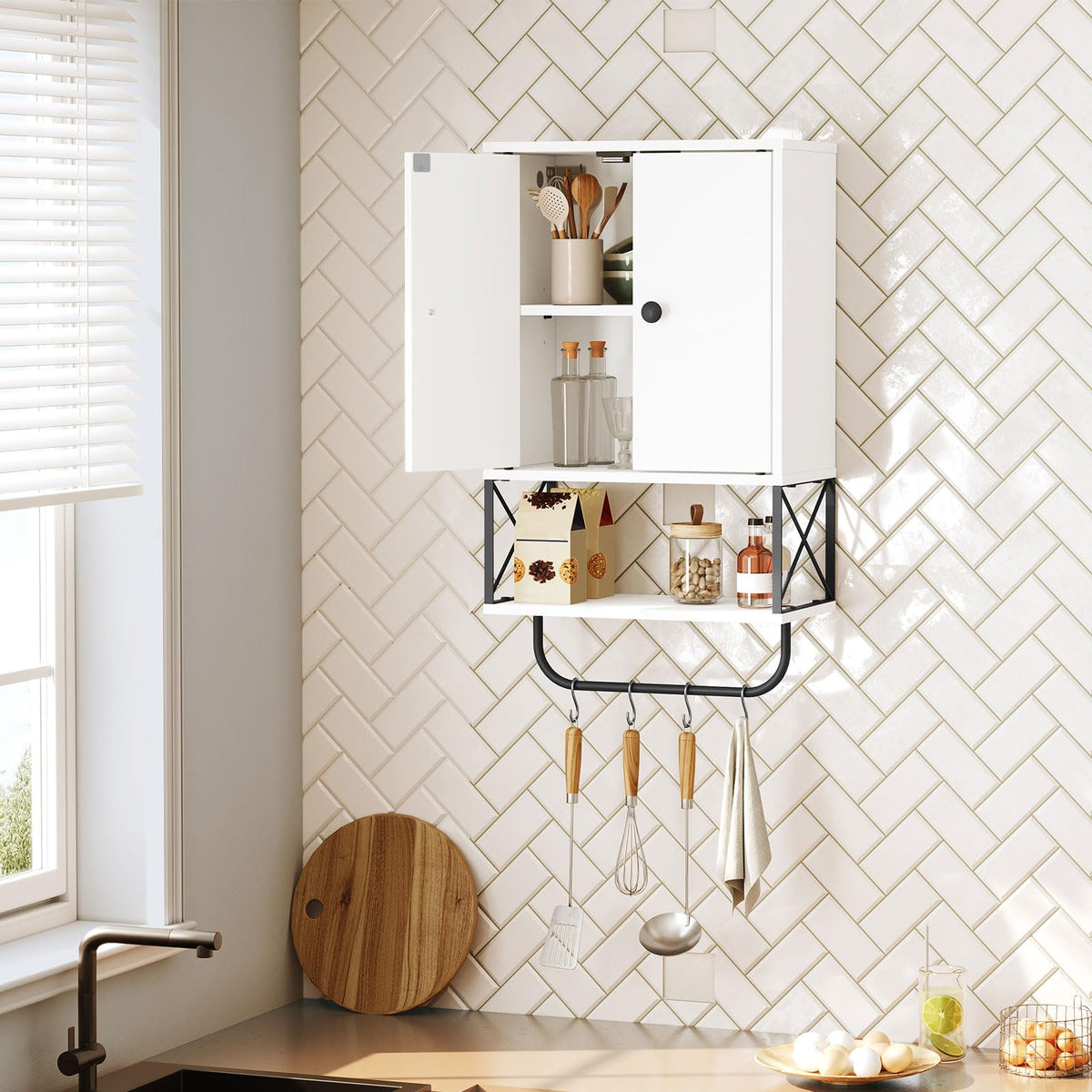 MAHANCRIS farmhouse cabinet suits bathrooms, laundry rooms, and cozy living spaces