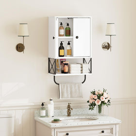 MAHANCRIS cabinet open door shelves reveal organized toiletries and decorative accents