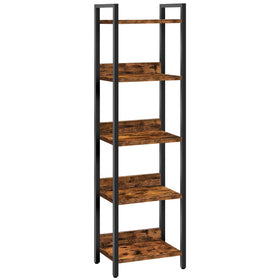 MAHANCRIS Bookshelf front view showing five-tier storage for books and decor