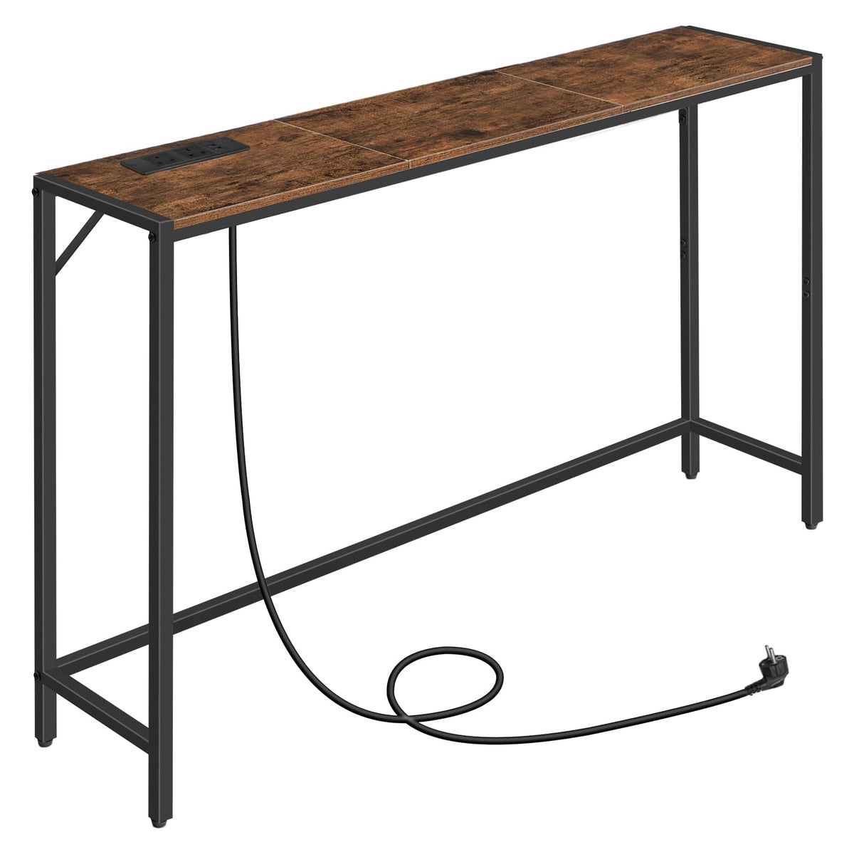 MAHANCRIS console table in narrow entrance with rustic finish and clean lines.