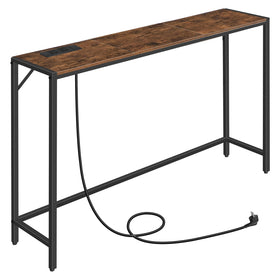 MAHANCRIS console table in narrow entrance with rustic finish and clean lines.