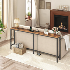 MAHANCRIS console table showing built in power outlets and charging options