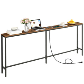 MAHANCRIS console table with rotatable power strip for flexible outlet placement.