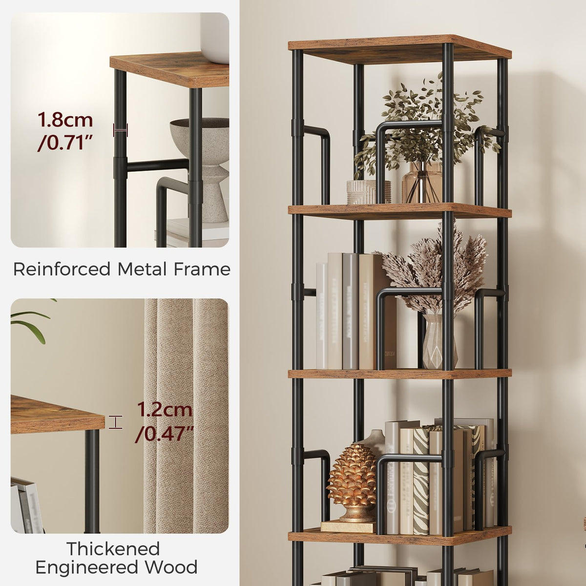 MAHANCRIS sturdy construction supports up to 44 lbs per shelf.