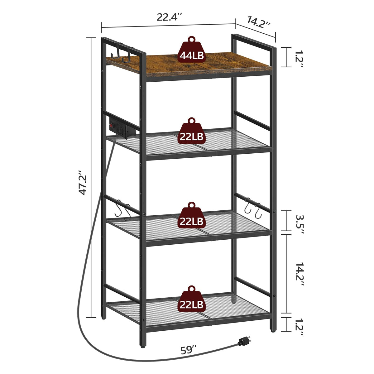 MAHANCRIS four-tier storage maximizes vertical kitchen space.