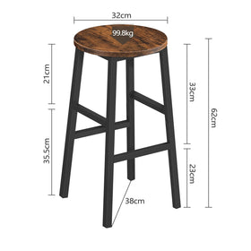MAHANCRIS industrial round seat bar stool blending wood and metal