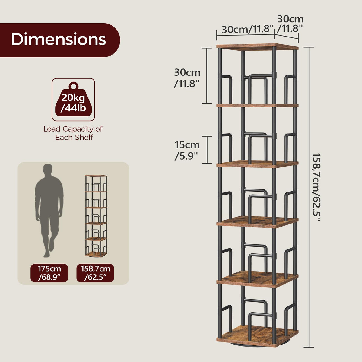 MAHANCRIS industrial-style metal frame with wood grain finish emphasizes durability and style.
