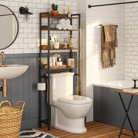 MAHANCRIS over the toilet rack with four shelves for towels and paper storage