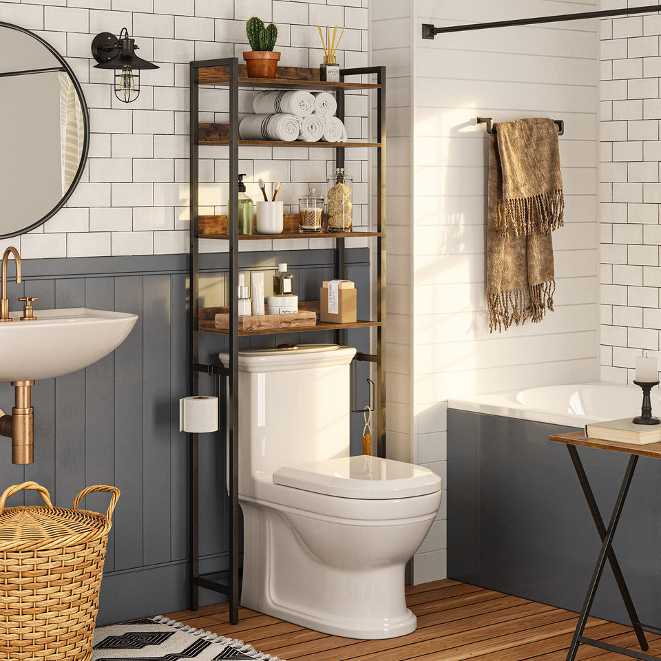 MAHANCRIS over the toilet rack with four shelves for towels and paper storage