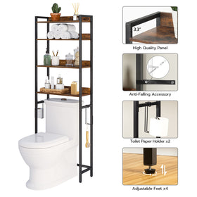 MAHANCRIS rustic brown finish shelves add warm farmhouse vibe