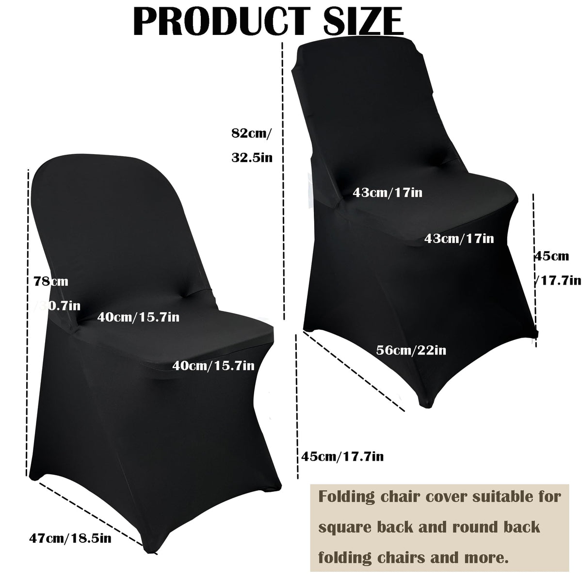 Maiangel universal-fit folding chair cover for square and round backs