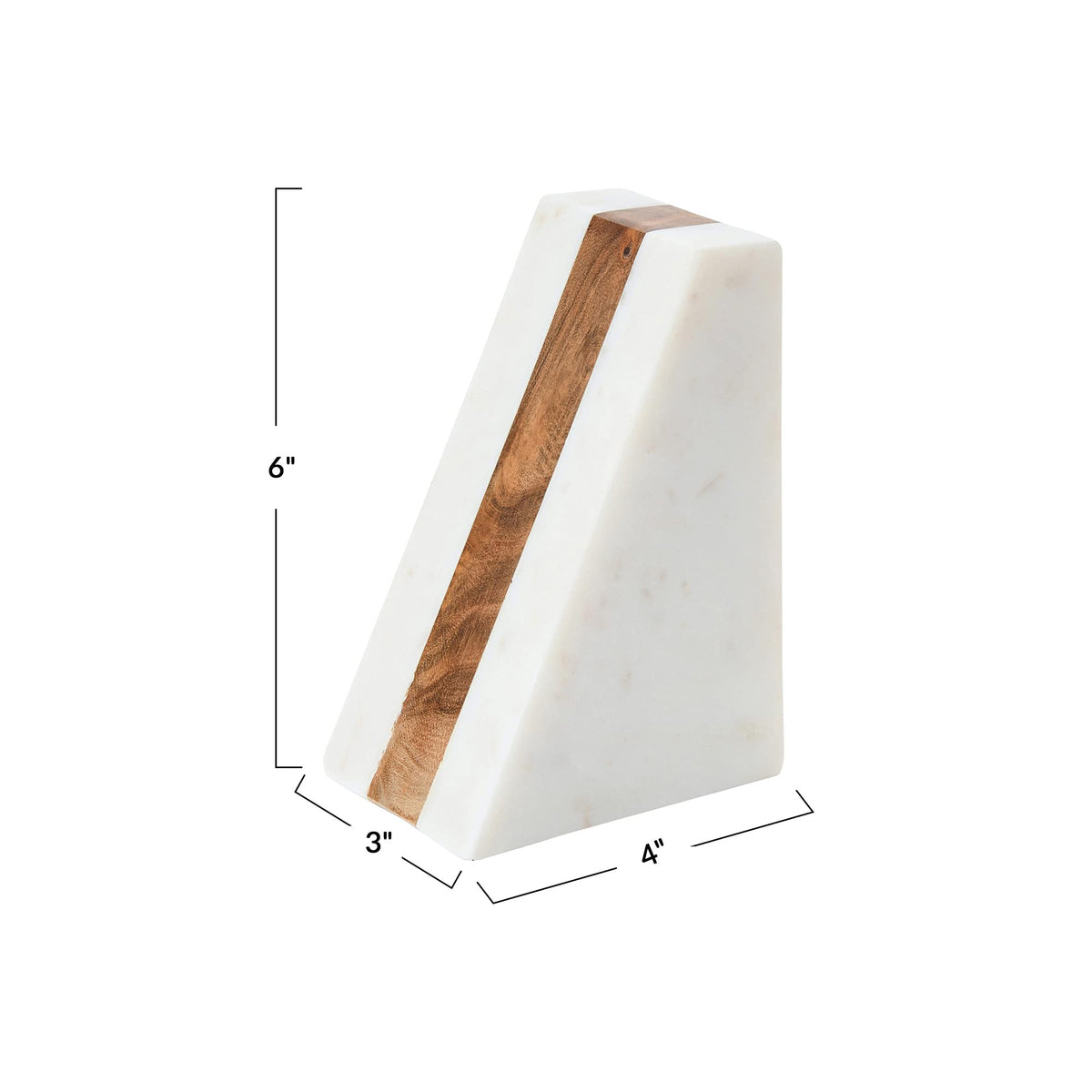 Main and Mesa marble geometric bookends with wood inlay white and espresso elevate any modern boho office
