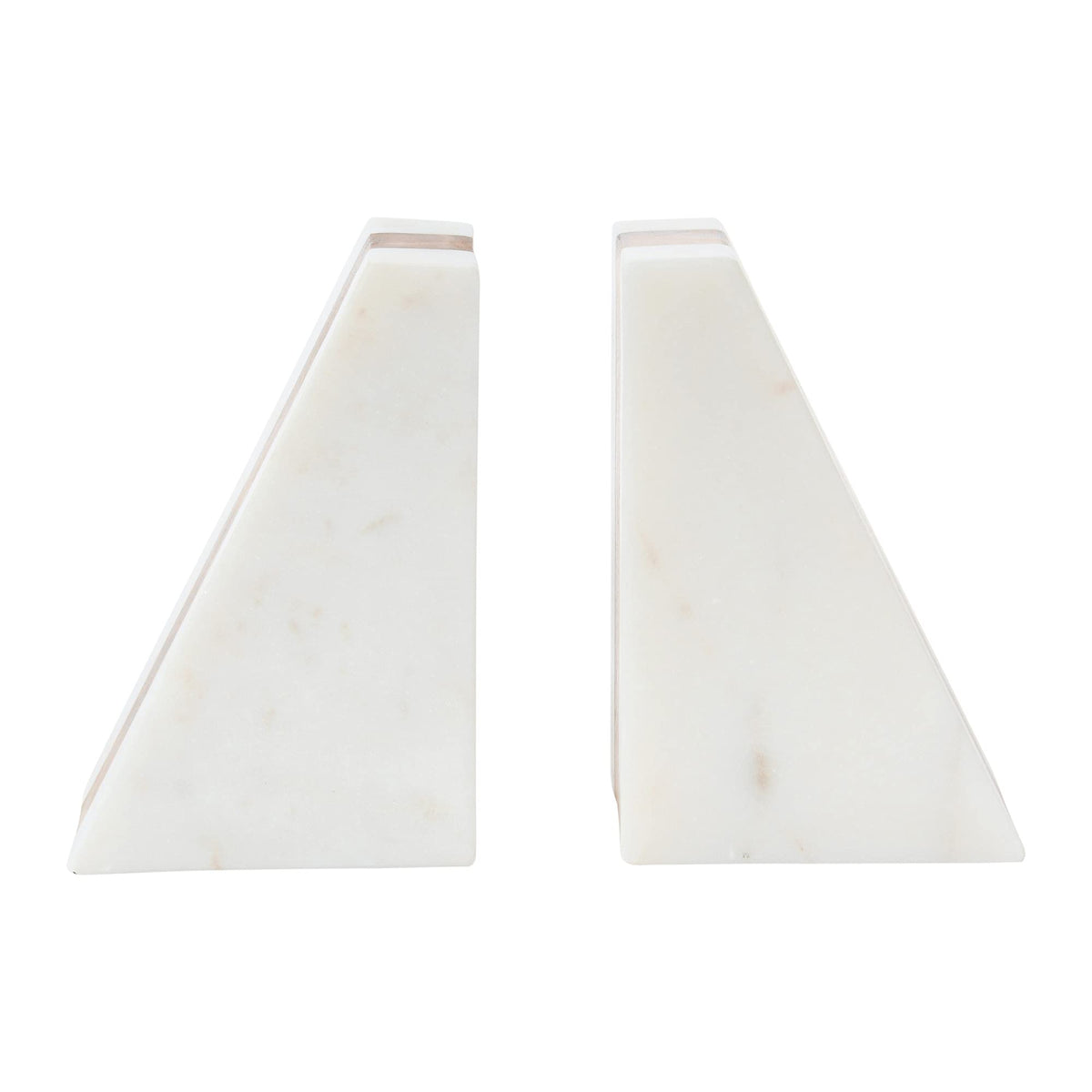 Main and Mesa marble geometric bookends with wood inlay sturdy enough to hold heavy favorites