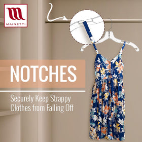 Mainetti hangers with a 360-degree swivel hook for easy closet access.