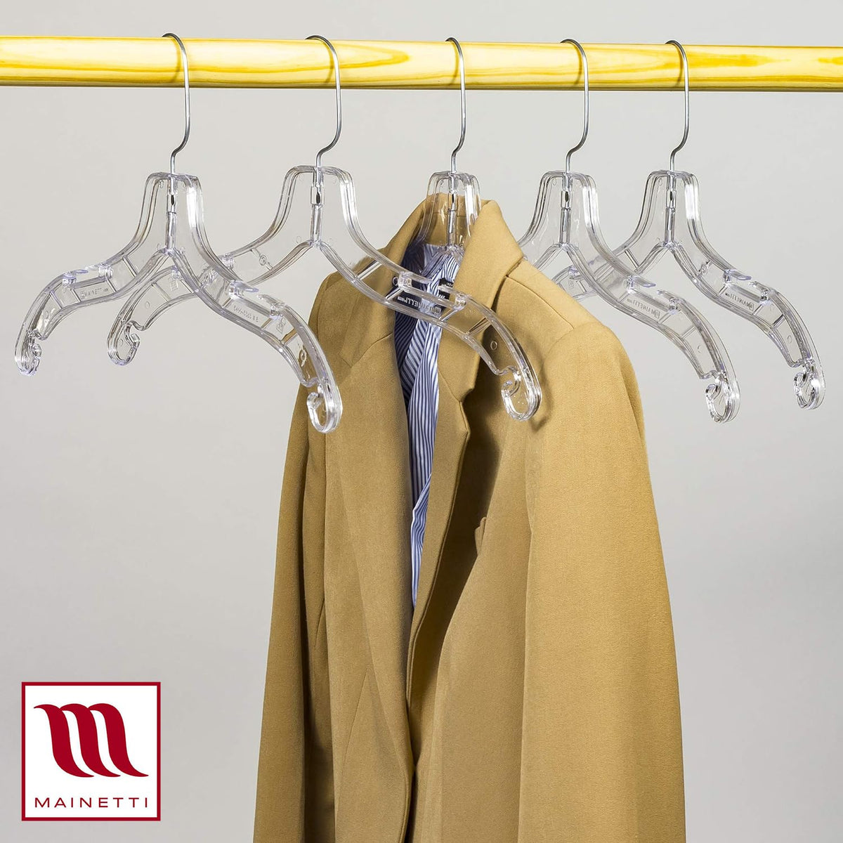 Trusted Mainetti brand for home closets and retail displays.