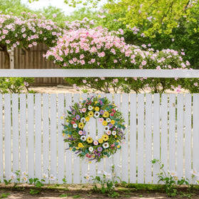 Back view of MAINGKAUNG wreath showing bendable hanging ring for easy installation.