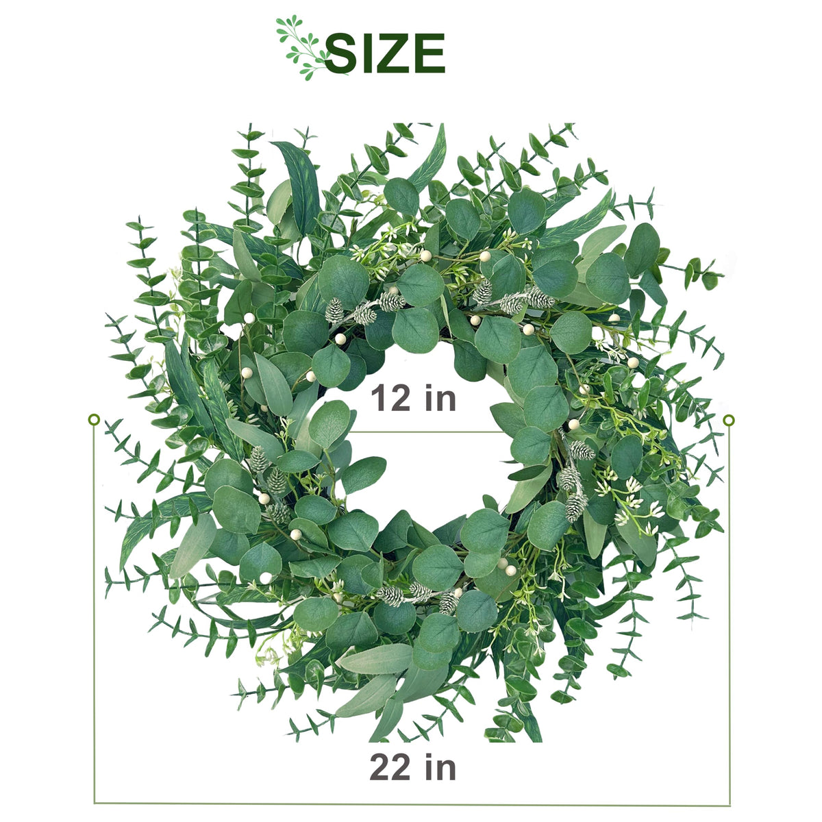 MAINGKAUNG 22-inch wreath with hanging loop for easy installation