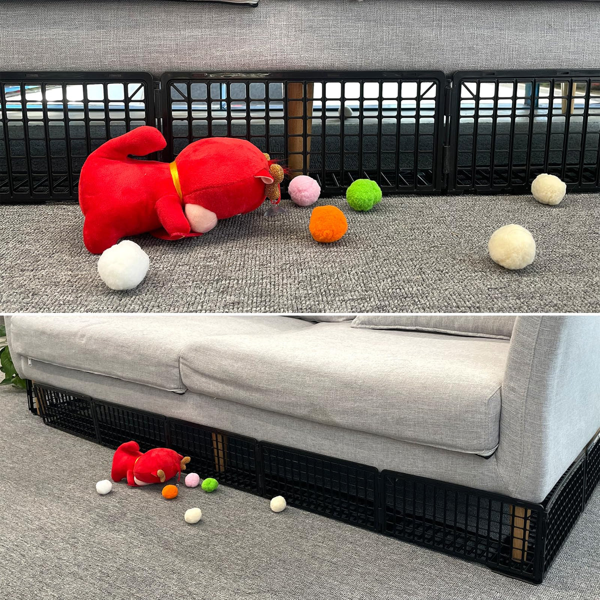 MAINTEEE under couch blockers demonstrate quick glue-free installation