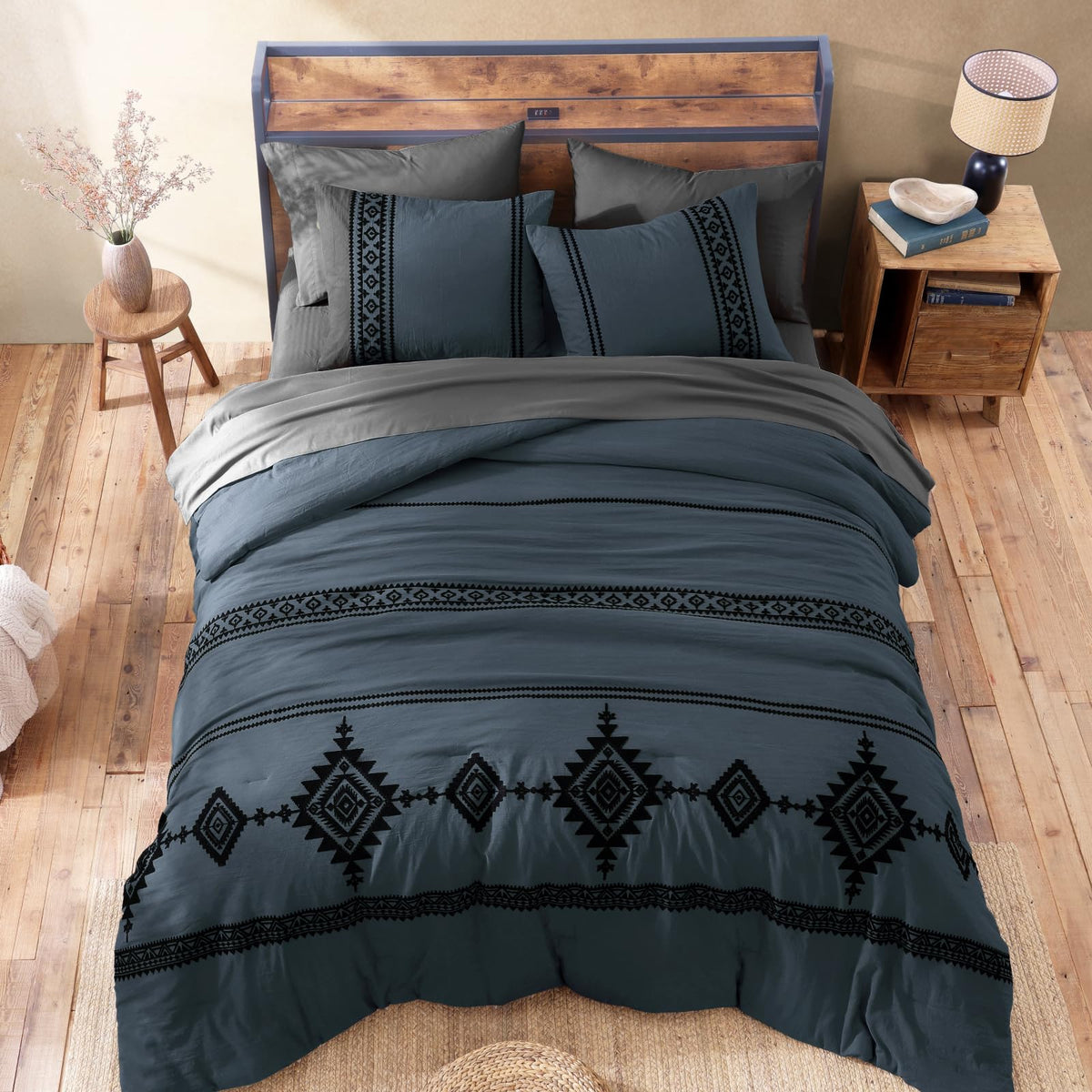 MaiRêve 7-piece bed-in-a-bag laid out for quick room makeover.