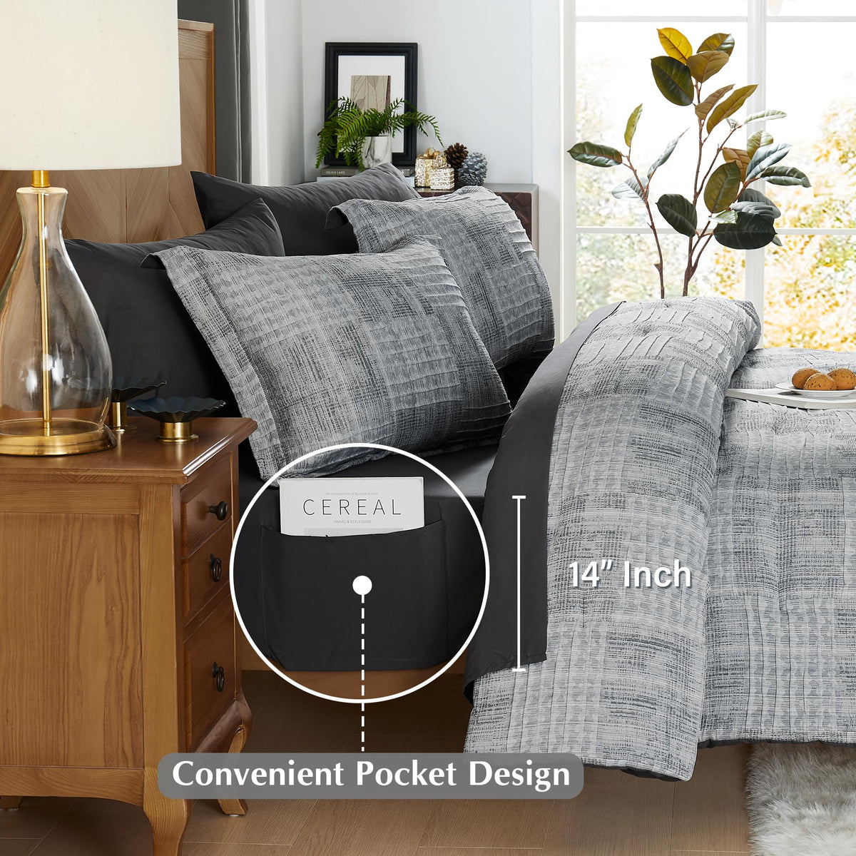MaiRêve Charcoal Grey pillow cases protect pillows with soft-touch fabric.
