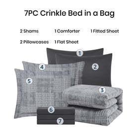 MaiRêve Charcoal Grey textured crinkle design elevates bedroom style.