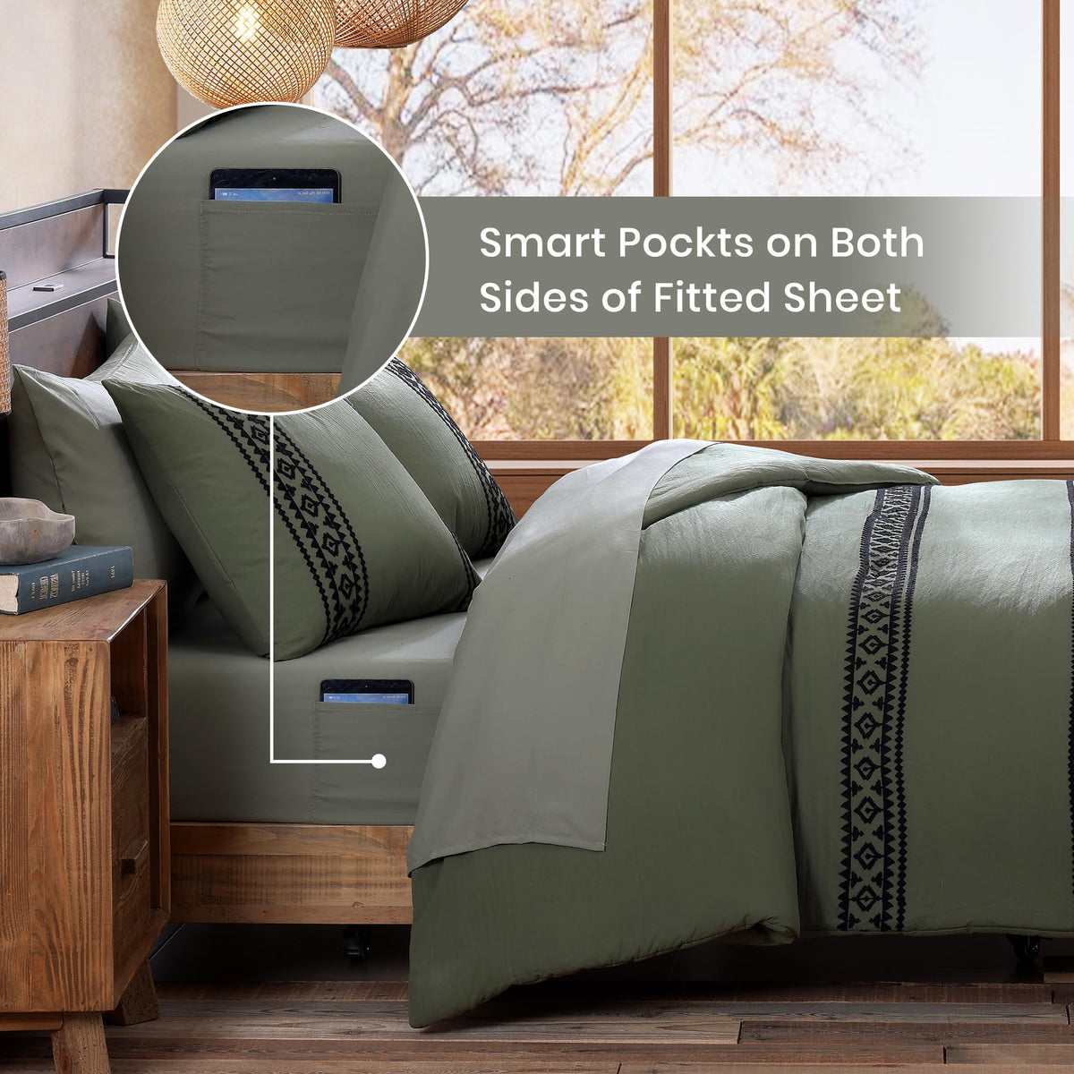 Flat sheet in olive green from MaiRêve comforter set
