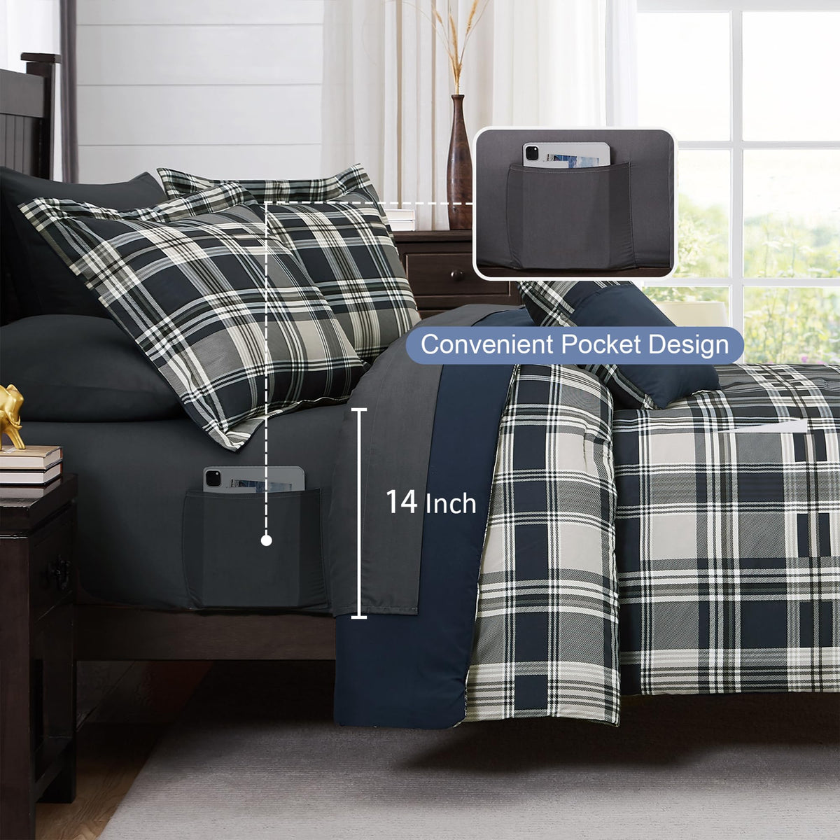 MaiRêve fitted sheet with storage pocket detail for small essentials nearby
