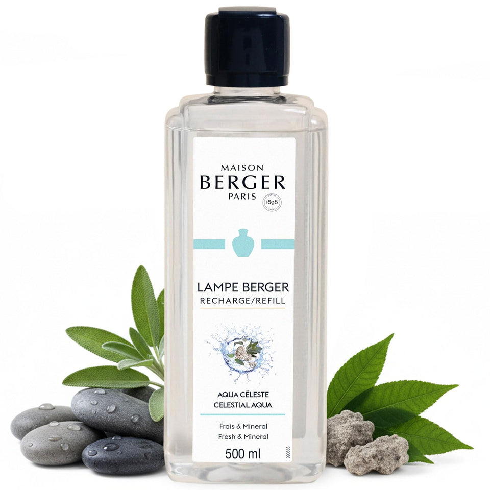 Maison Berger Celestial Aqua refill bottle pour for continuous fragrance and odor control in living spaces