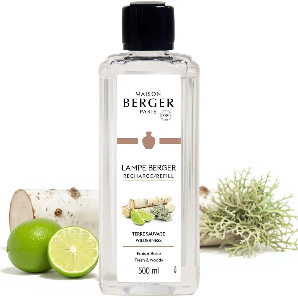 Maison Berger Wilderness bottle close-up shows fresh lime and grapefruit notes.