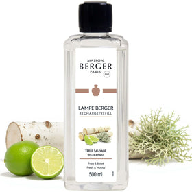 Maison Berger Wilderness bottle close-up shows fresh lime and grapefruit notes.