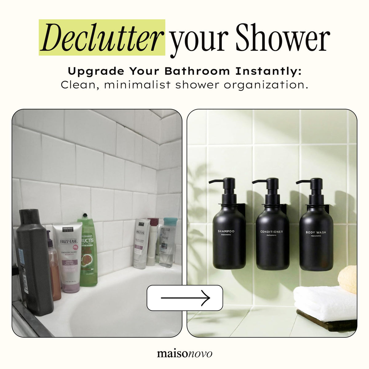 MAISONOVO body wash dispenser wall-mount three-chamber setup