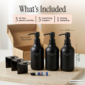 MAISONOVO conditioner dispenser wall-mount in sleek black bottles