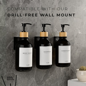 Durable PET bottles withstand daily showers with clear contents.