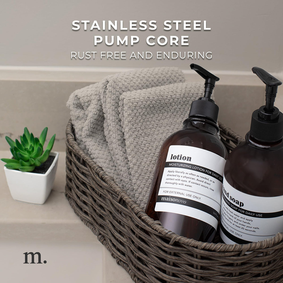 MAISONOVO waterproof labels for shampoo, conditioner, hand soap clearly identified