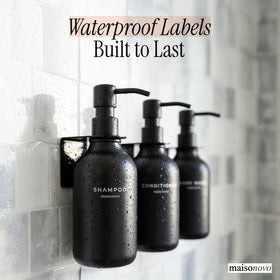 MAISONOVO decal labels for shampoo clearly marking bottles