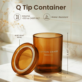 MAISONOVO qtip jar with airtight lid for dryness and freshness