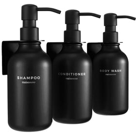 MAISONOVO shampoo dispenser wall-mount in black, organized shower space