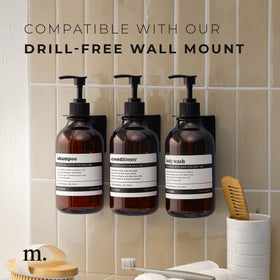 MAISONOVO three-bottle set neatly displayed in a bathroom