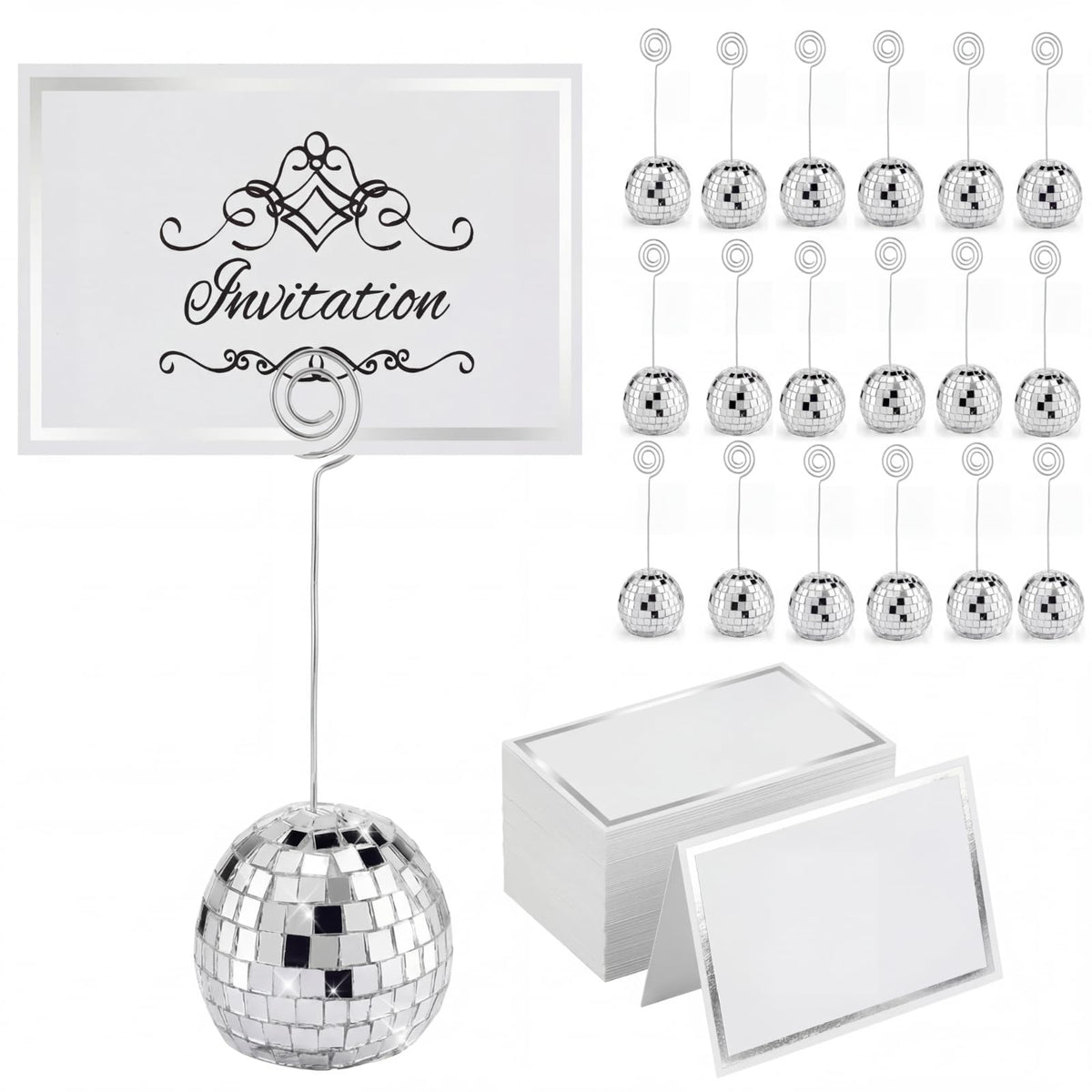Maitys disco-ball table-number holder 2inch adds a charming reflective touch to weddings